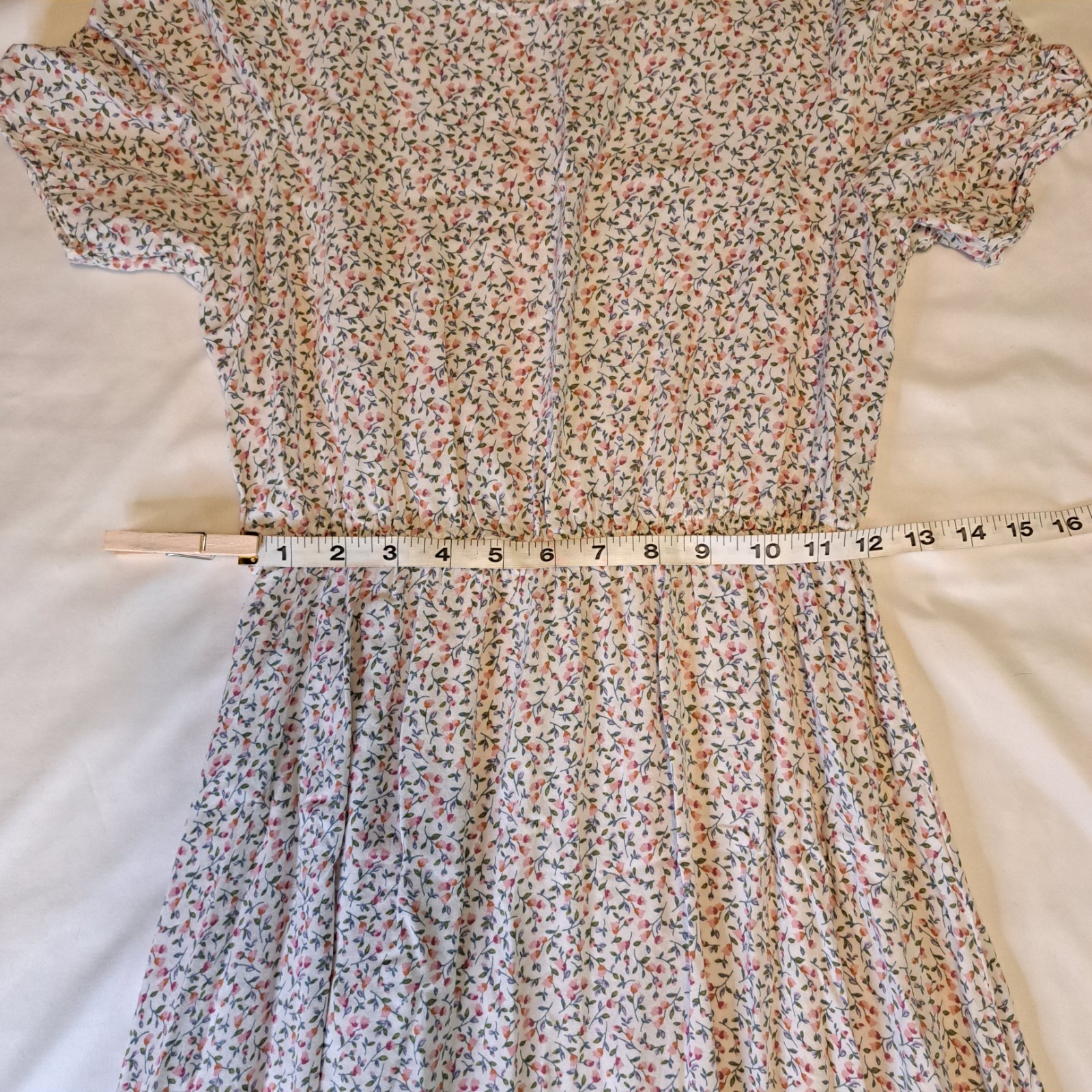 Mimi Chica Multicolor Floral Puff Sleeve Rayon Midi Sundress S Ruched Sleeve