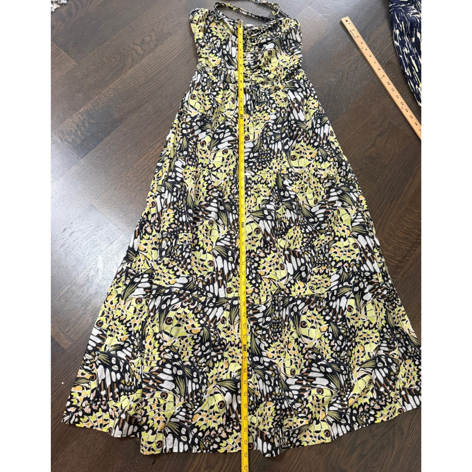 SEAFOLLY Australia Butterfly Print Halter Maxi Tiered Dress Beach Smocked XS