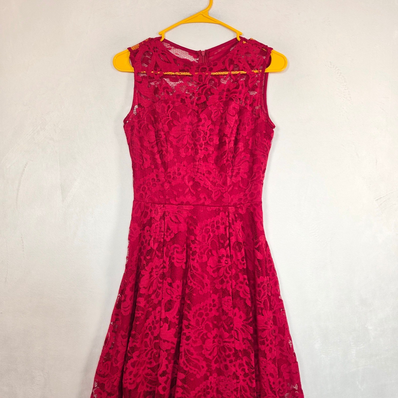High Low Lace Dress Women’s S Fuchsia Formal Party Cocktail Fit Flare Romantic