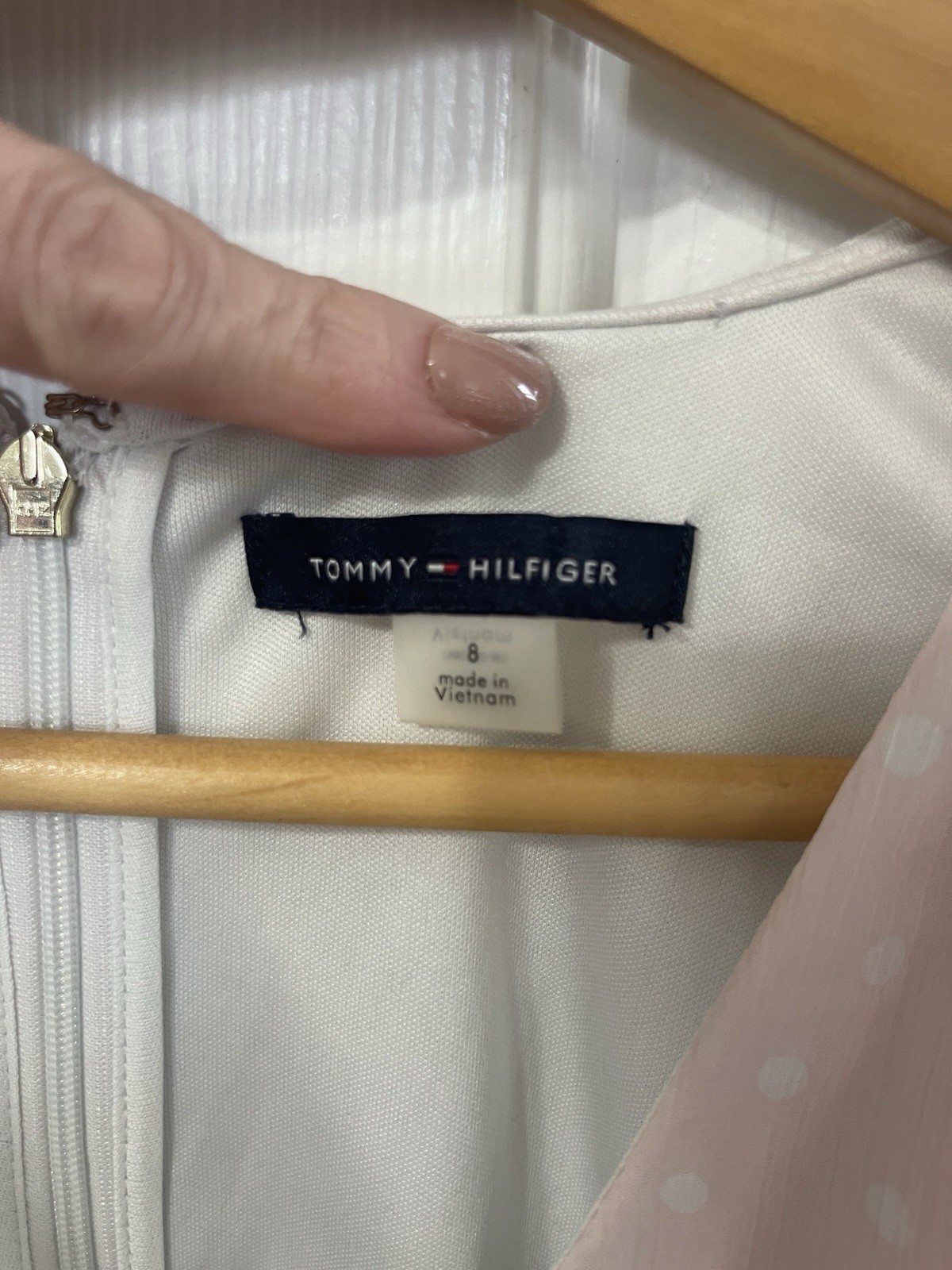 Tommy Hilfiger Medium Mini Dress Pale Pink & White Ruffles Feminine