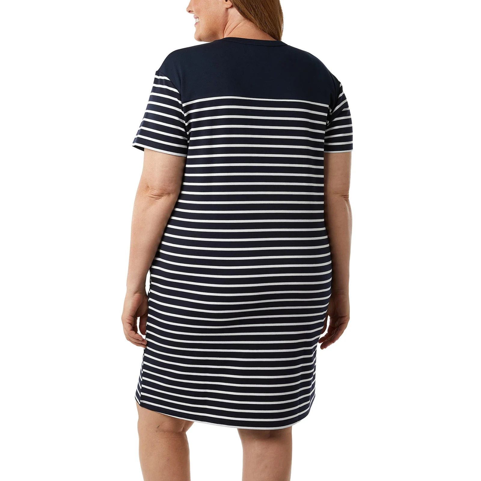 32 Degrees Cool Women’s Crewneck Stripe Short Sleeve Dress, 2X