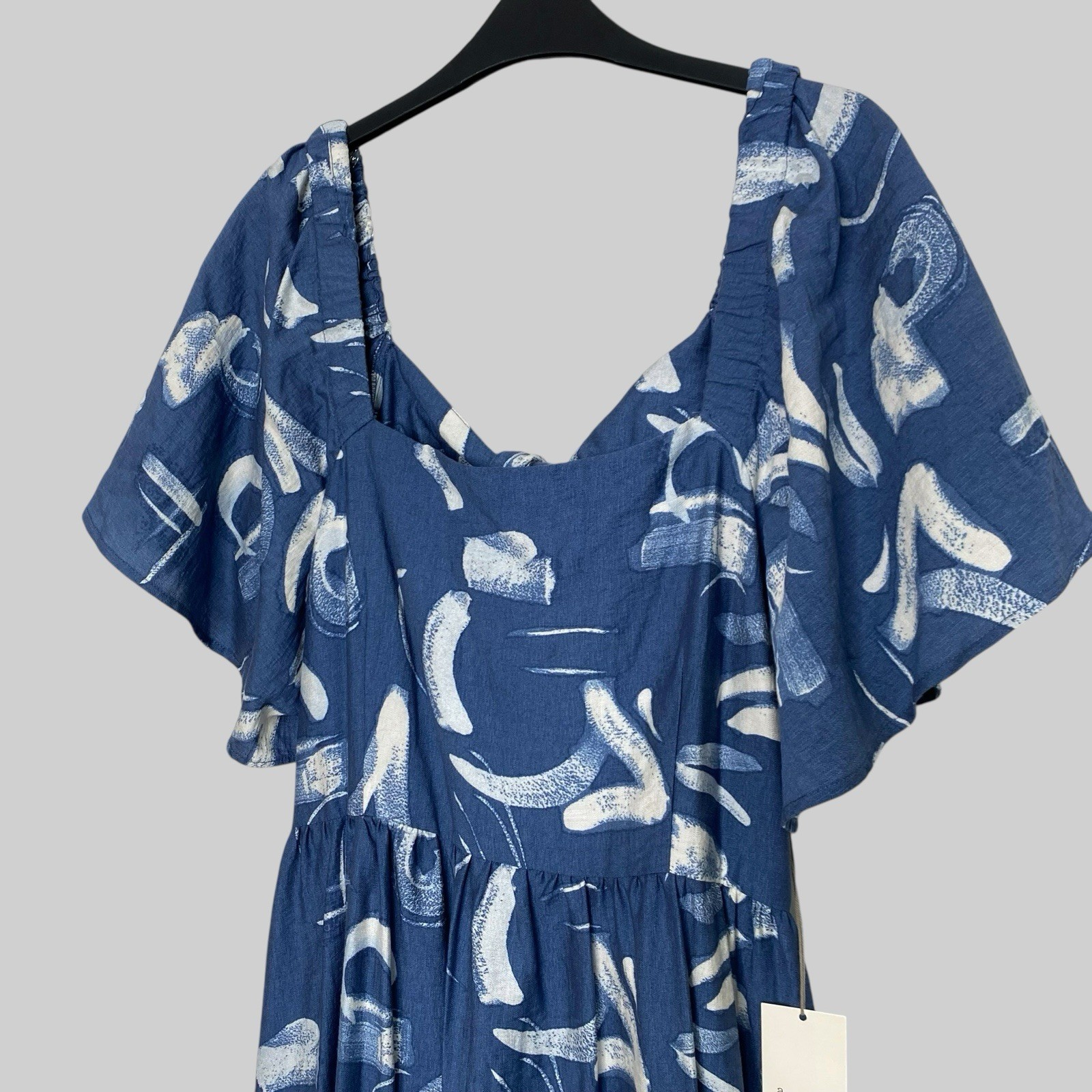 NWT A New Day Women’s Flutter Short Sleeve Tie-Back Blue Dress XL
