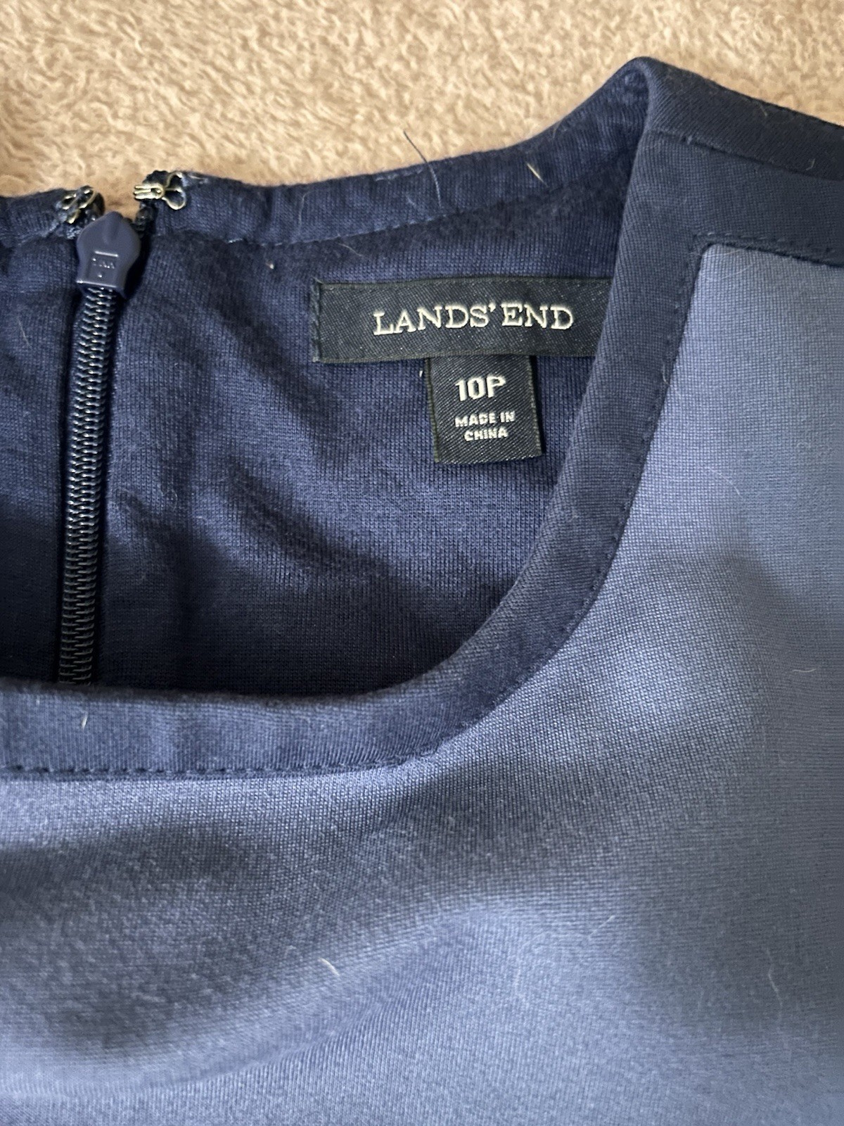 Lands’ End Women’s 10P Petite Blue Colorblock Ponte Sheath Dress Pockets Career