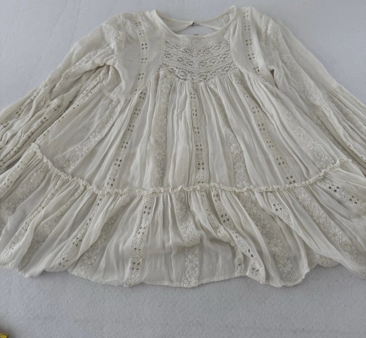 Boho/Festival/Free People Ivory Eyelet Dress/Size medium (see Description)