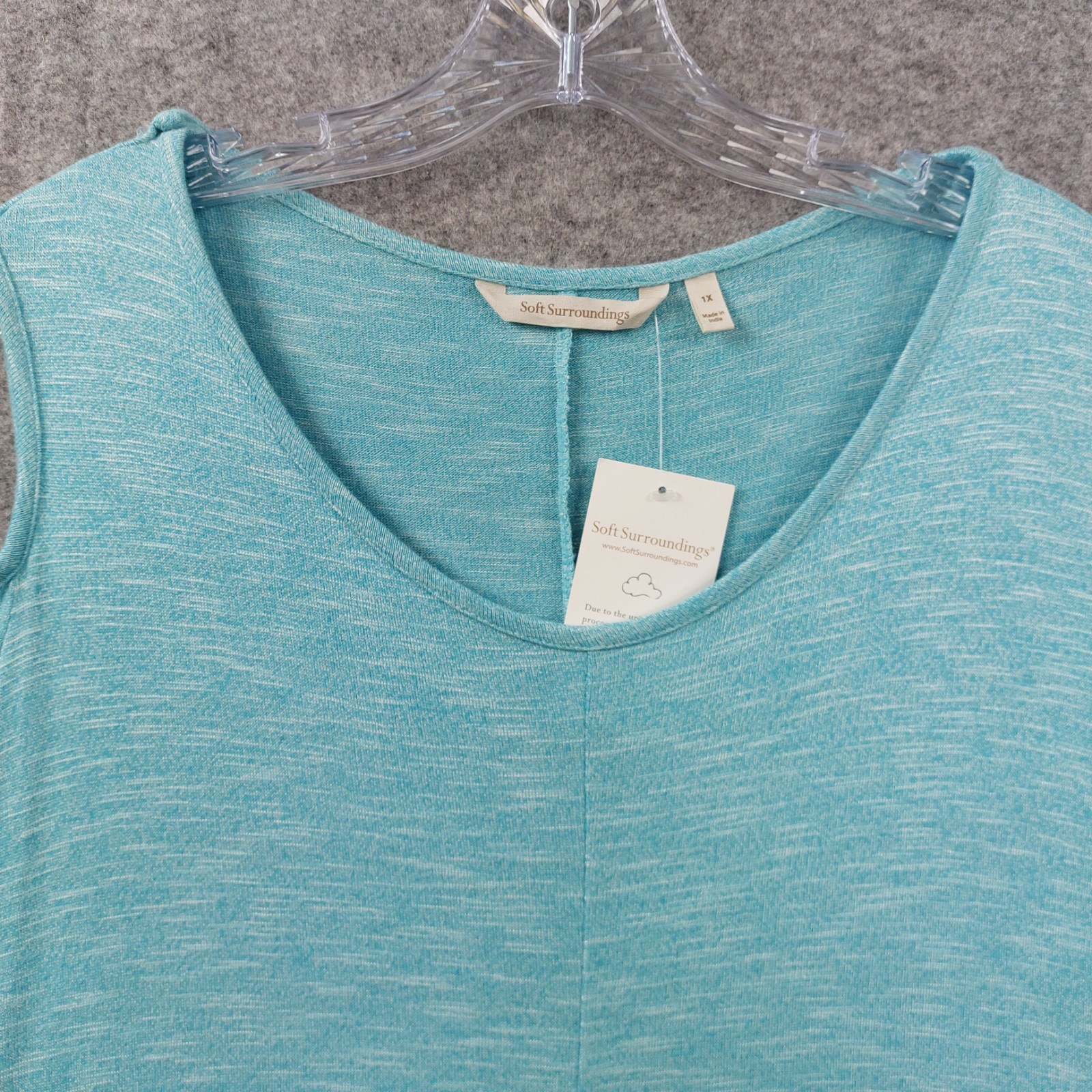 Soft Surroundings 1X Aqua Blue Cold Shoulder Maxi Dress Pockets NWT Viscose