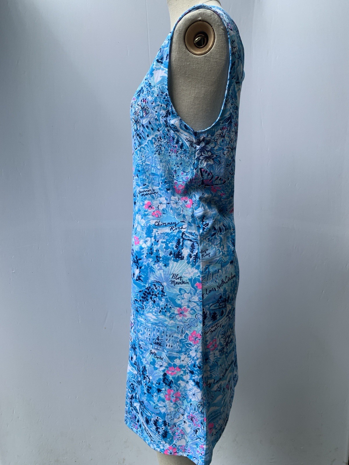 Lilly Pulitzer Kristen Dress Medium Blue Lilly Loves North Carolina Sleeveless