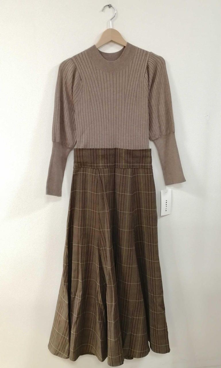FRAY I.D Check Dress Freid Brown × Mocha Used
