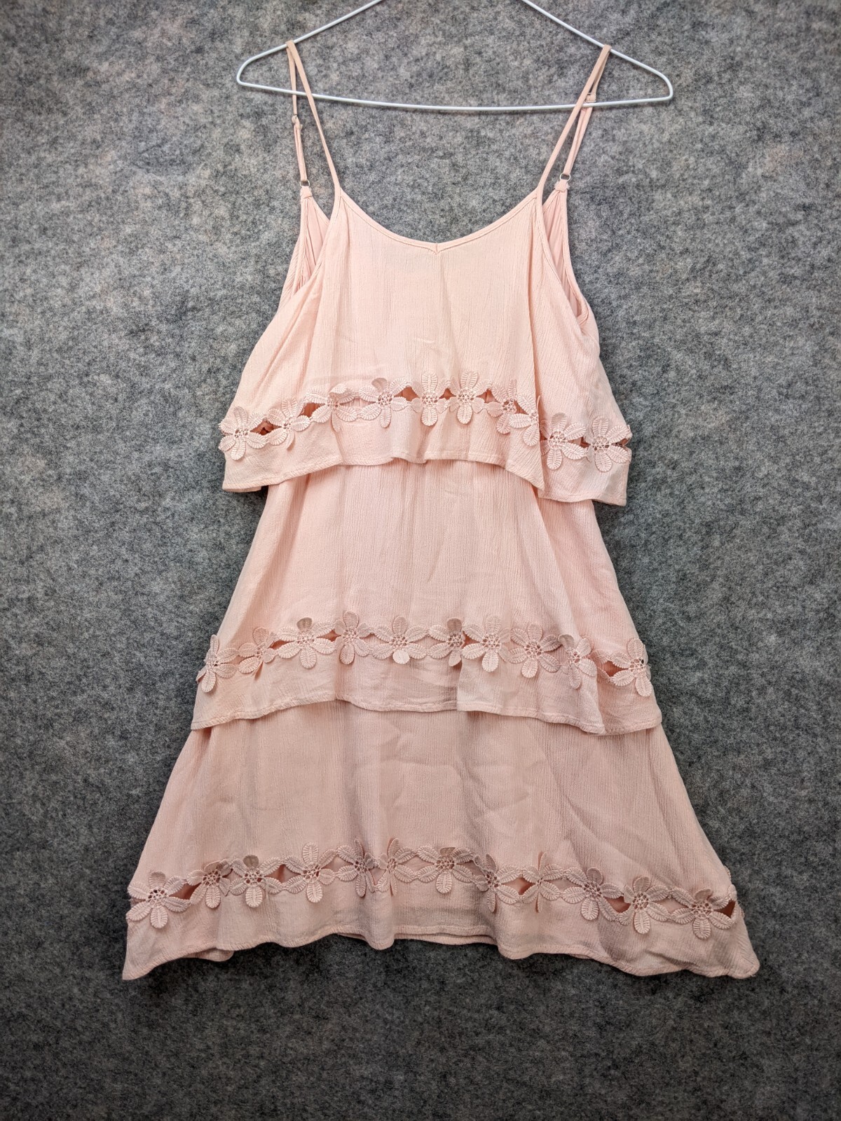 Alya Tank Top dress Womens size Small Pink layered Adjustable Straps Lightweight