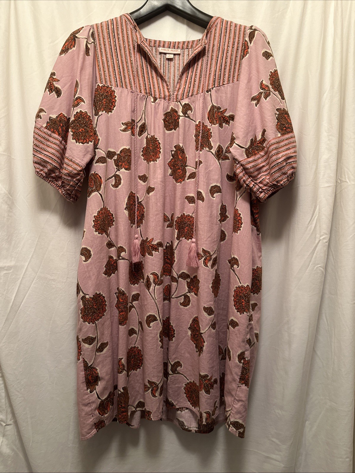 Women’s Knox Rose Floral Dress Sz XL Mrs Roper Kaftan Cover Up Boho POCKETS!