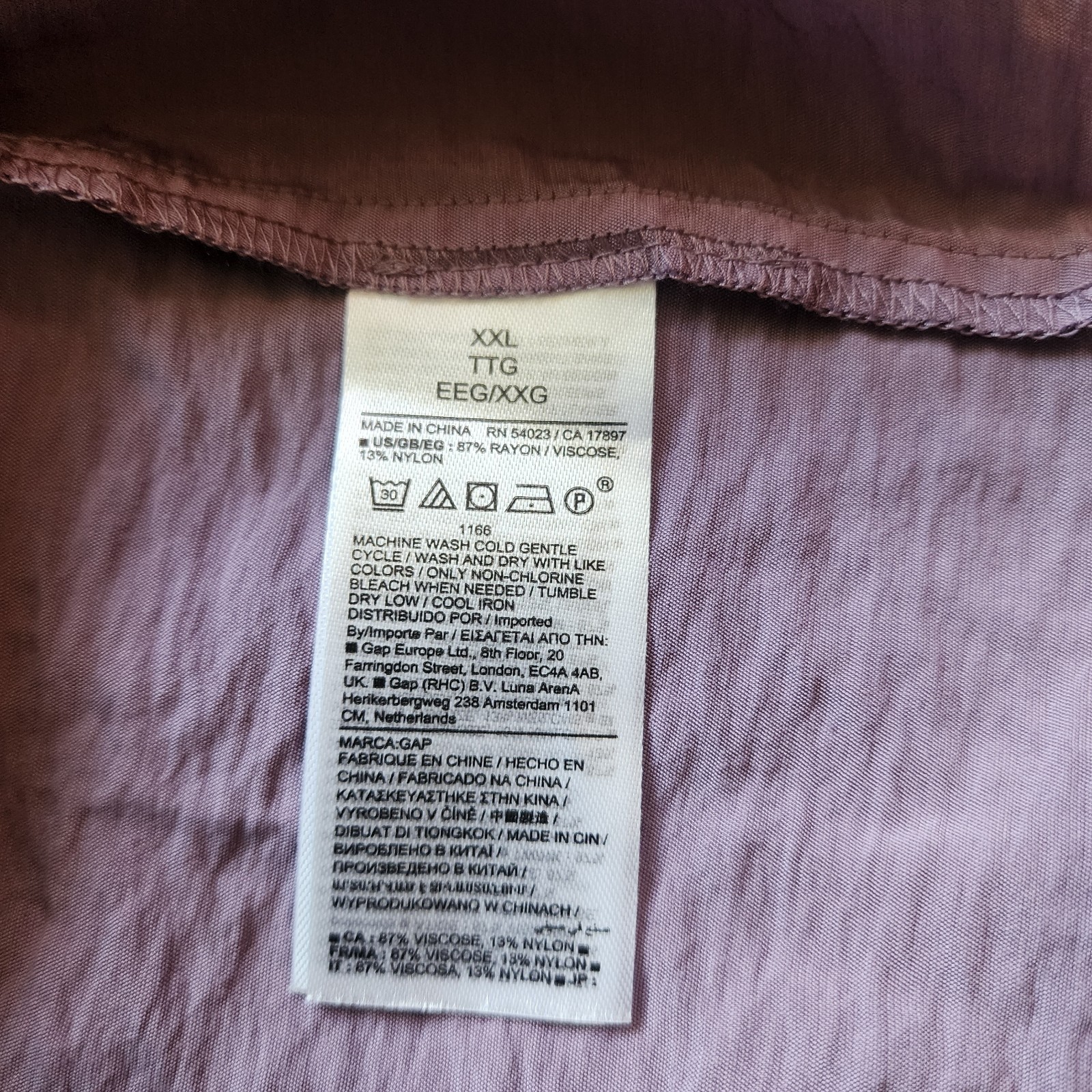 NEW GAP Size XXL Purple Ruffle Front Short Sleeve Dress
