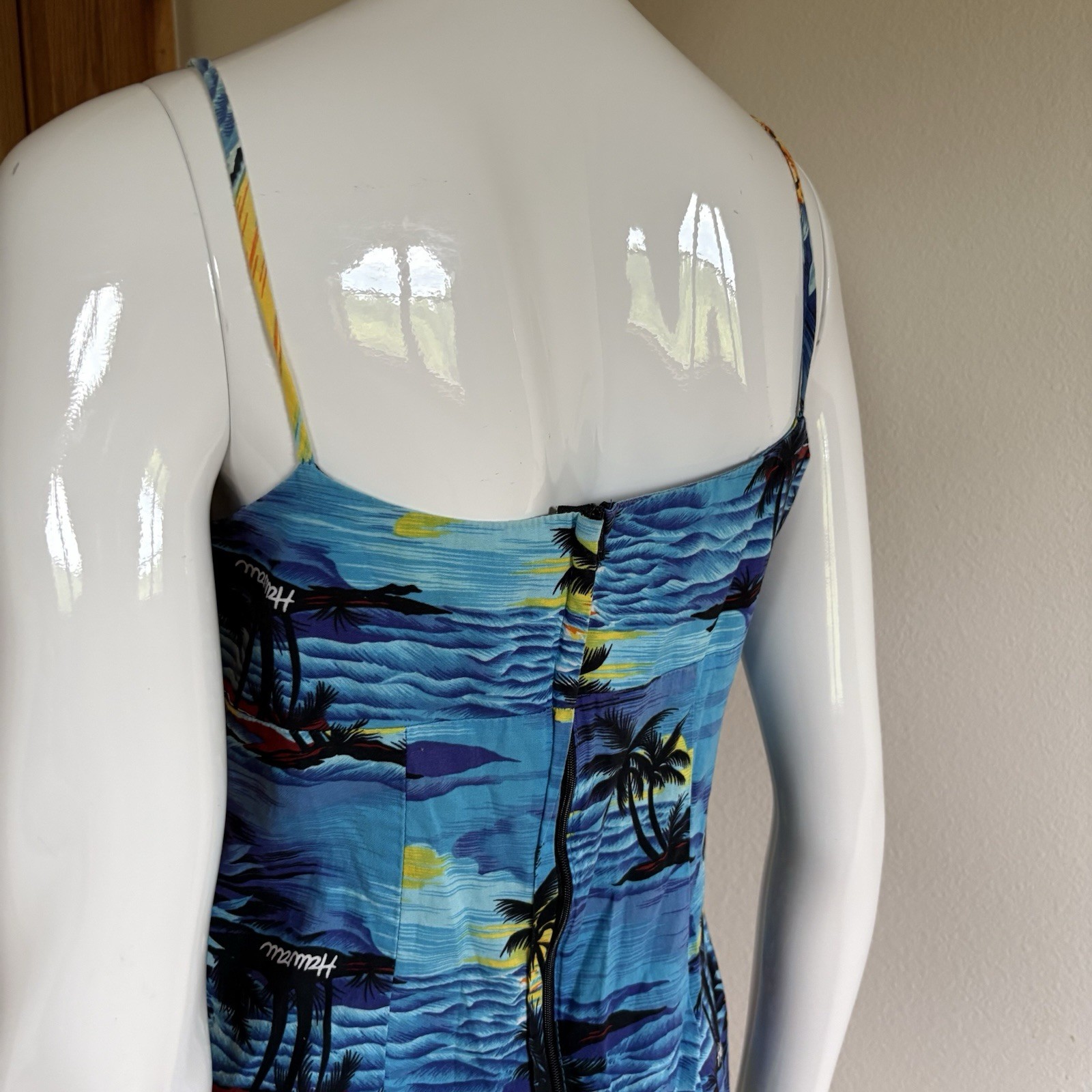 Royal Creations Style Hawaii Aloha Tropical Sunset Print Mini Dress Blue
