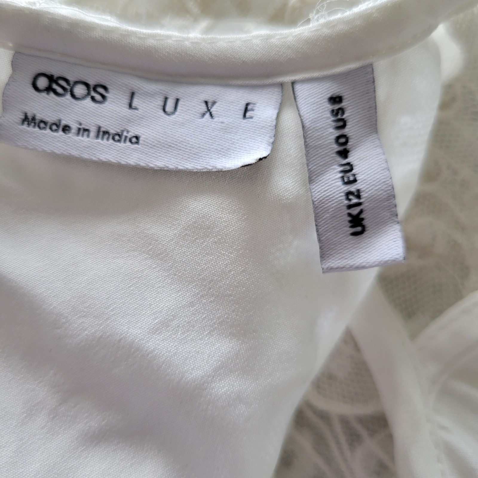 NWT ASOS LUXE Ivory Pearl Embellished Lace Bridal Wedding Cocktail Dress Sz 8