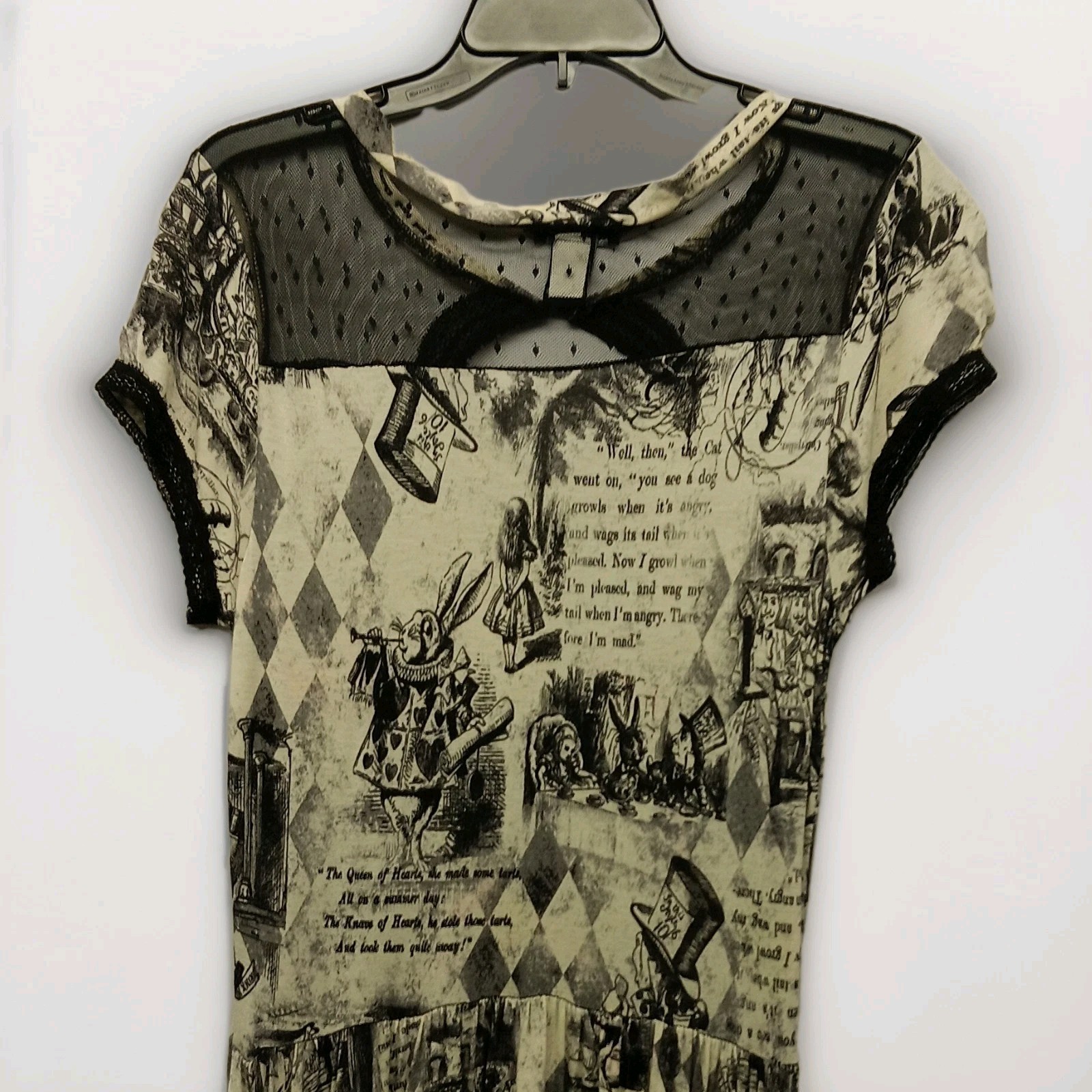 Hot Topic Alice in Wonderland Gothic Lace Mesh A-Line Dress Beige/Black M