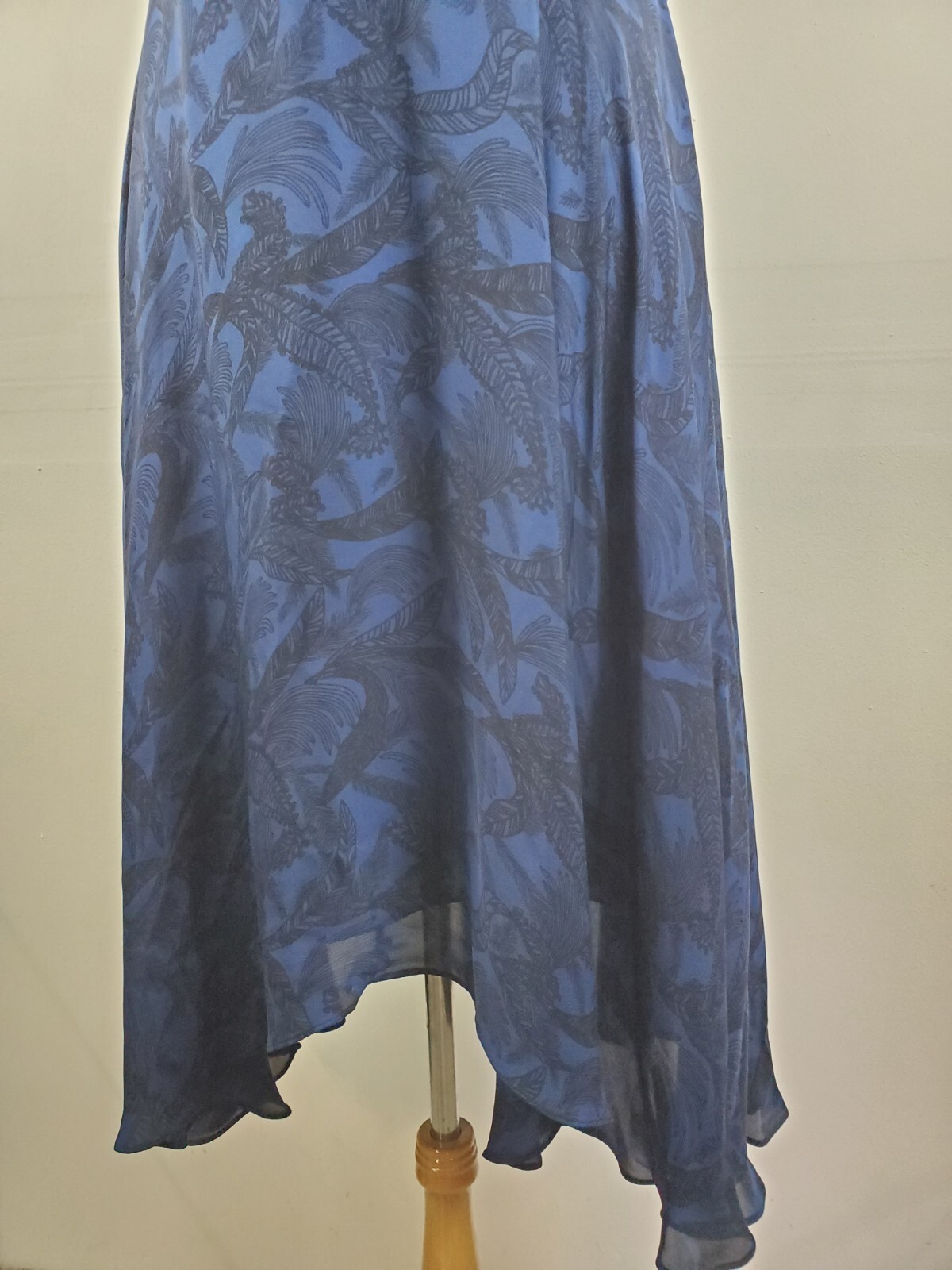 Derek LAM Womens 0 Midi Dress 100% Silk Blue DESIGNER Criss Cross Straps XS