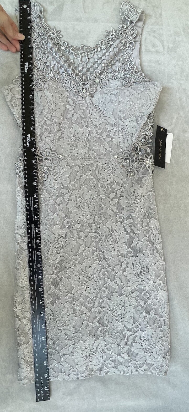 Jodi Kristopher Dress Womens Size 5 Silver Sequins Fairycore Holiday Party Glam