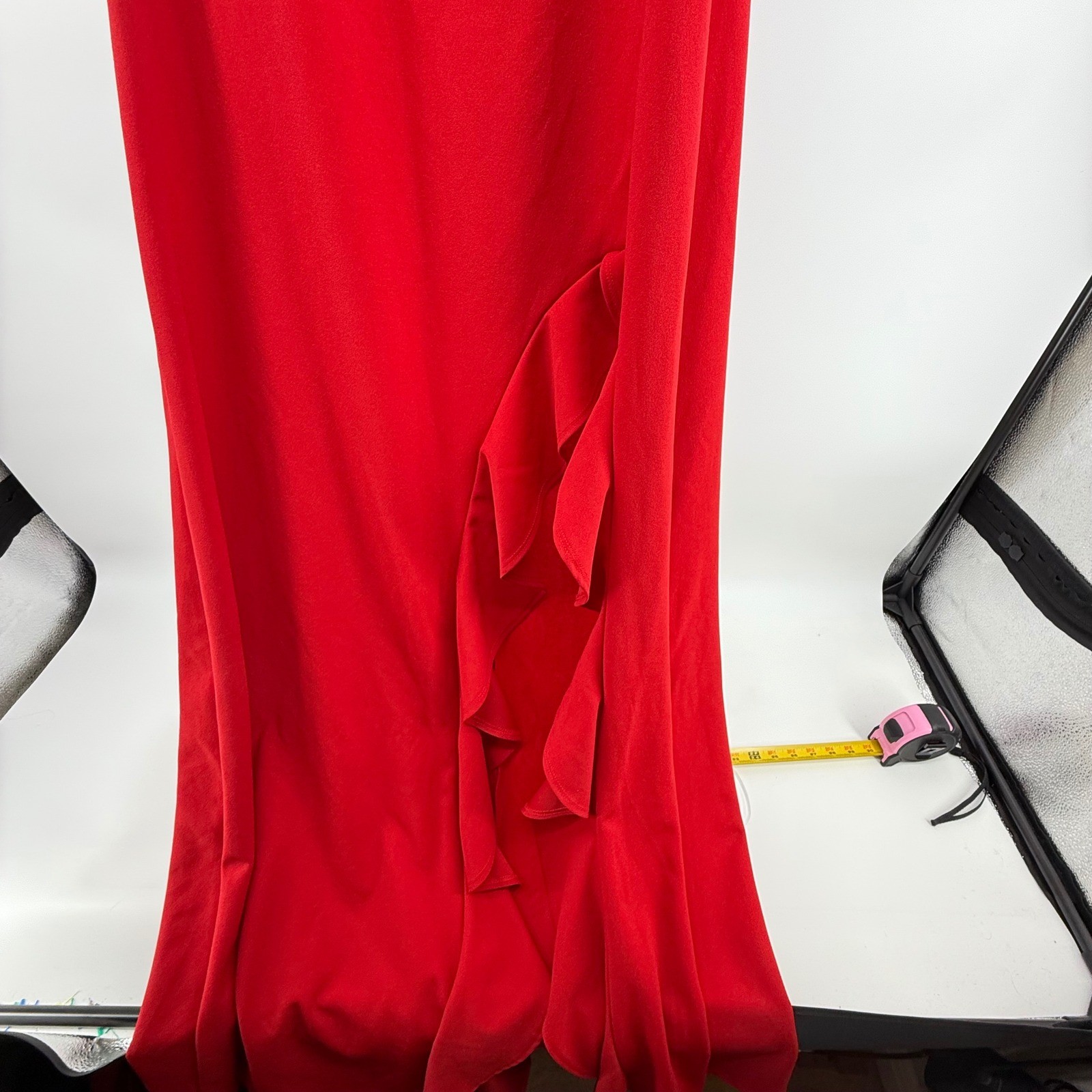 Fashion Nova Red Off Shoulder Ruffle Maxi Dress Formal Evening Glamorous Size M