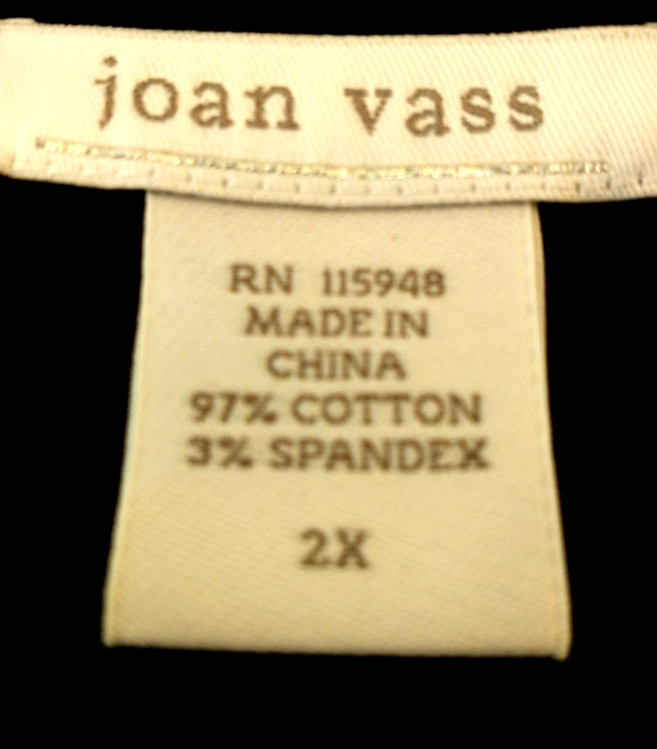 Joan Vass Women’s Dress Cotton Spandex Square Neck White Trim Knee Length – 2X