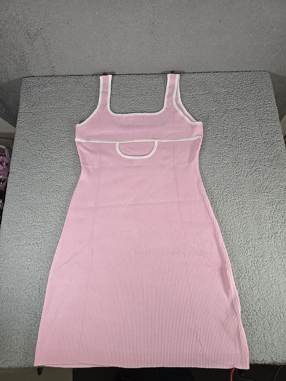 Fisoew Womens XXL Summer Cutout Dress Knit Ribbed Sleeveless Slim Fit Mini Dress