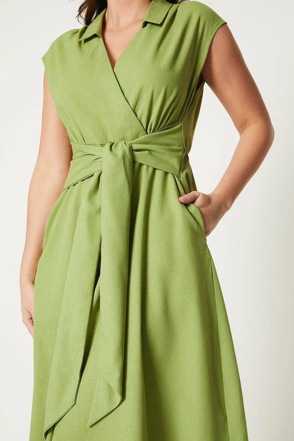 Wallis Chartreuse Midi Dress Womens Workwear Dresses