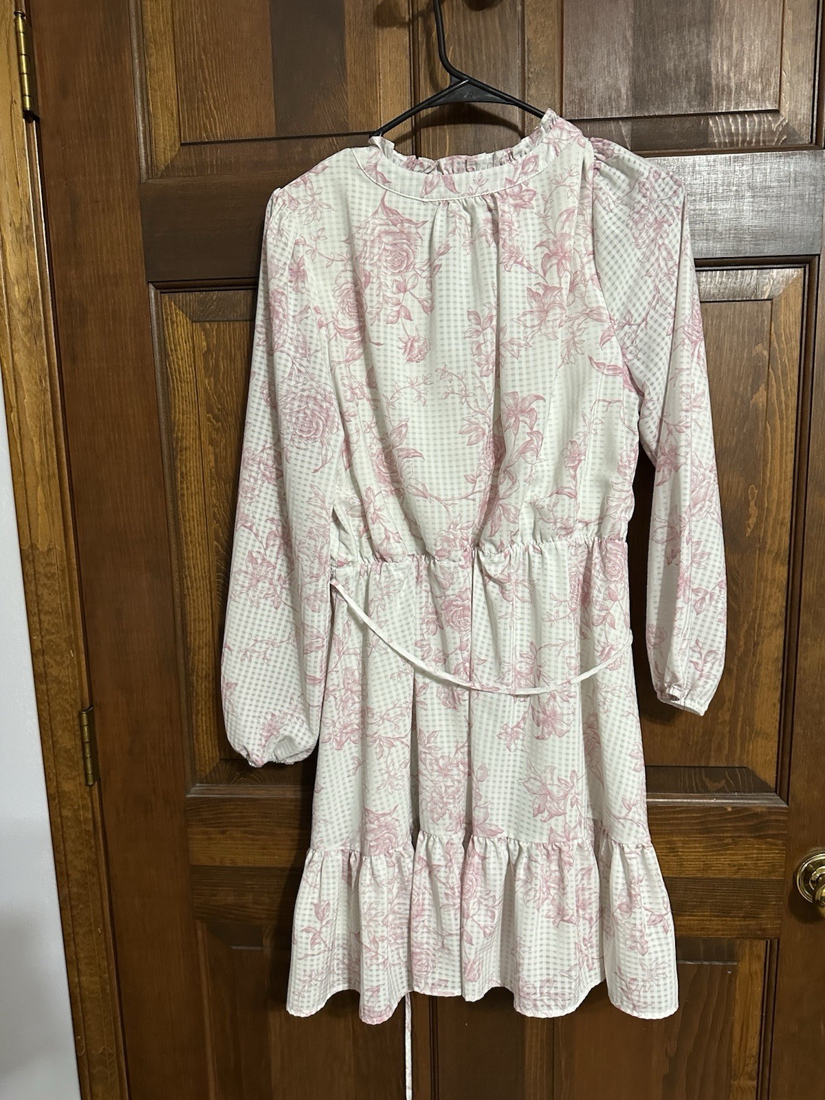 Joie Women’s Pink and Cream Floral Print Mini Dress Size Large Long Sleeve Boho
