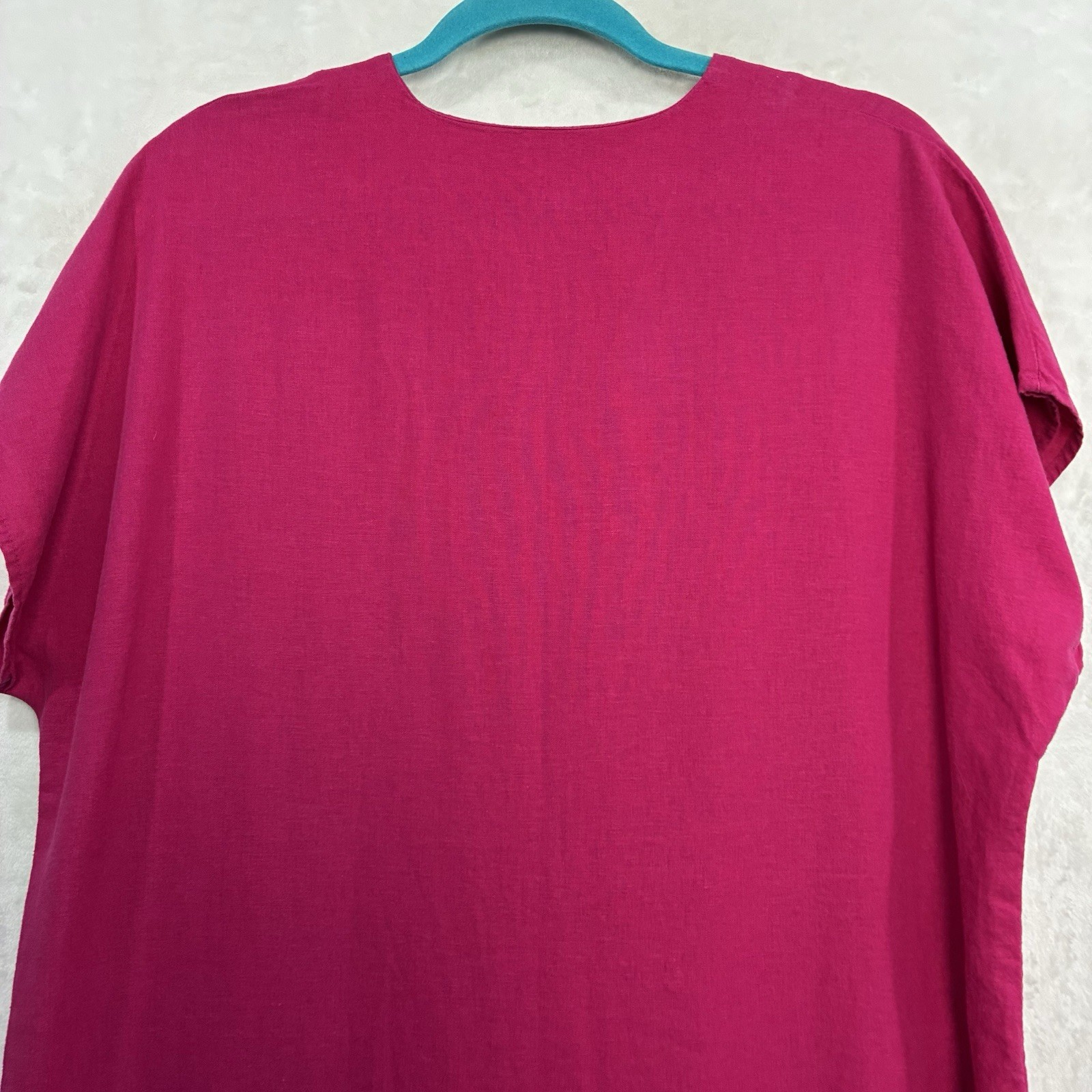 Banana Republic Linen Blend Kaftan Midi Dress S Hot Pink V-Neck Beach Resort