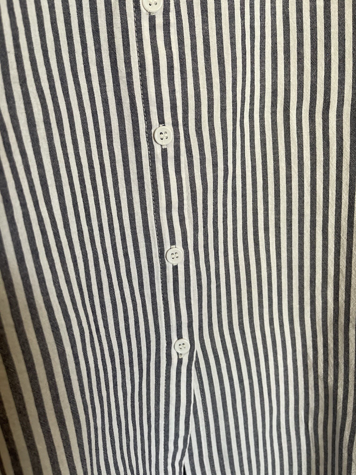 100% Cotton Shirt Dress Striped Button-Up Collared ChouYatou Medium Maxi Midi
