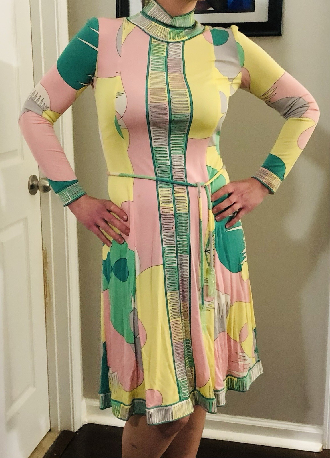 Vintage 60’s retro Averado Bessi dress made by Montaldo’s, 100% silk