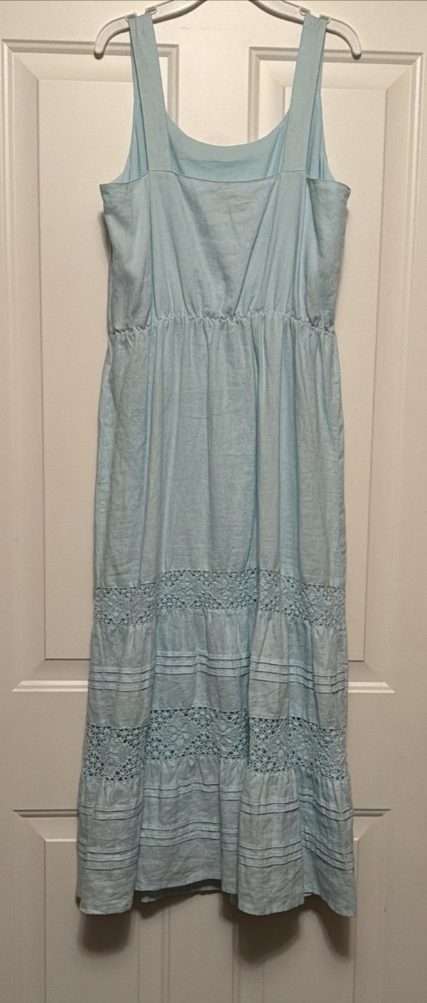 J. Jill Linen Tiered Sleeveless Mint Color Maxi Dress Size Petite Medium