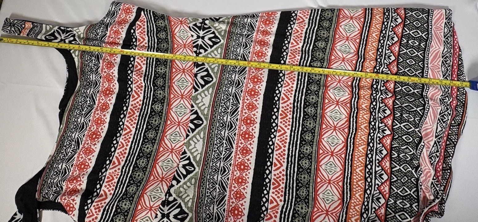 Loft Plus Sz 20 Women’s Sundress Sleeveless Black Orange Geometric Fully Lined