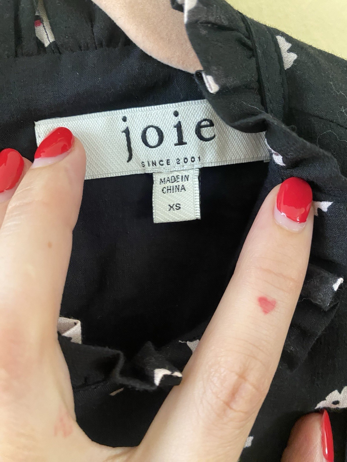 Joie XS Black White Floral Chiffon Shift Dress High Neck Long Puff Ruffle