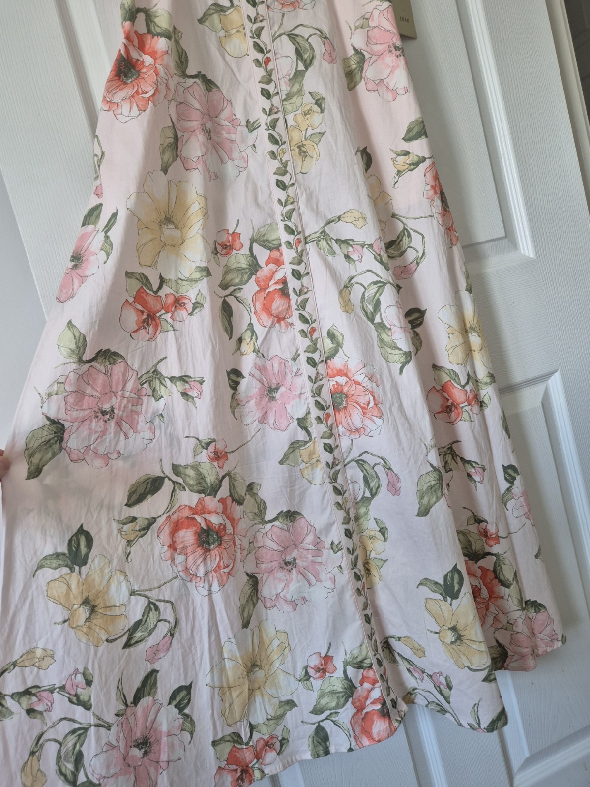 JOIE Floral Maxi Dress Size 14 Romantic Cottagecore Tie Shoulder Pink/Cream NWTS