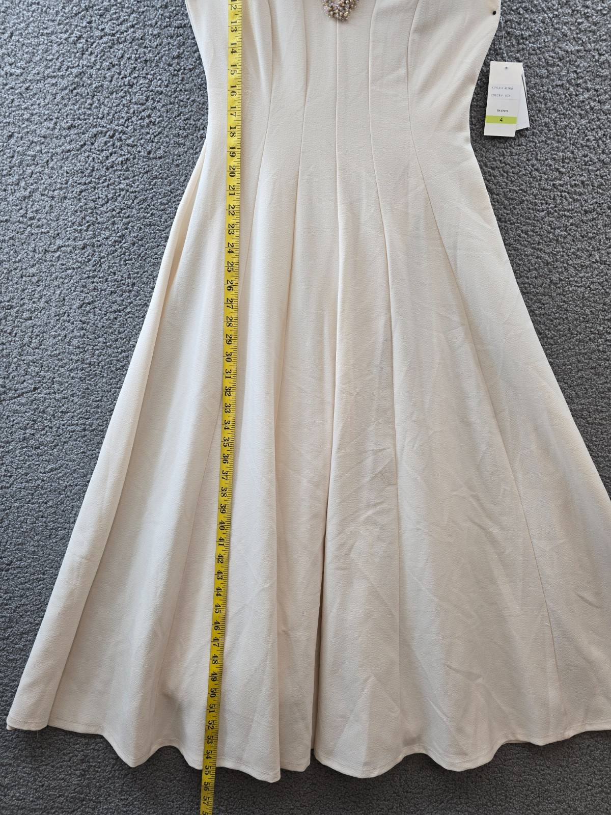 Taylor Embellished Fit & Flare Dress Women’s 4 Ecru Sleeveless Back Zip Closure