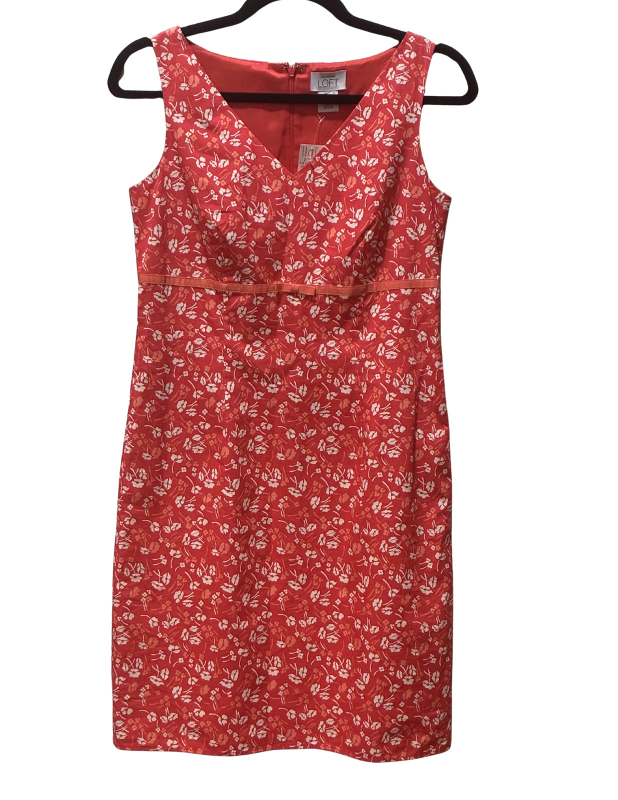 Ann Taylor LOFT Coral White Floral Empire Waist Cotton Shift Dress NWT Soft Y2K