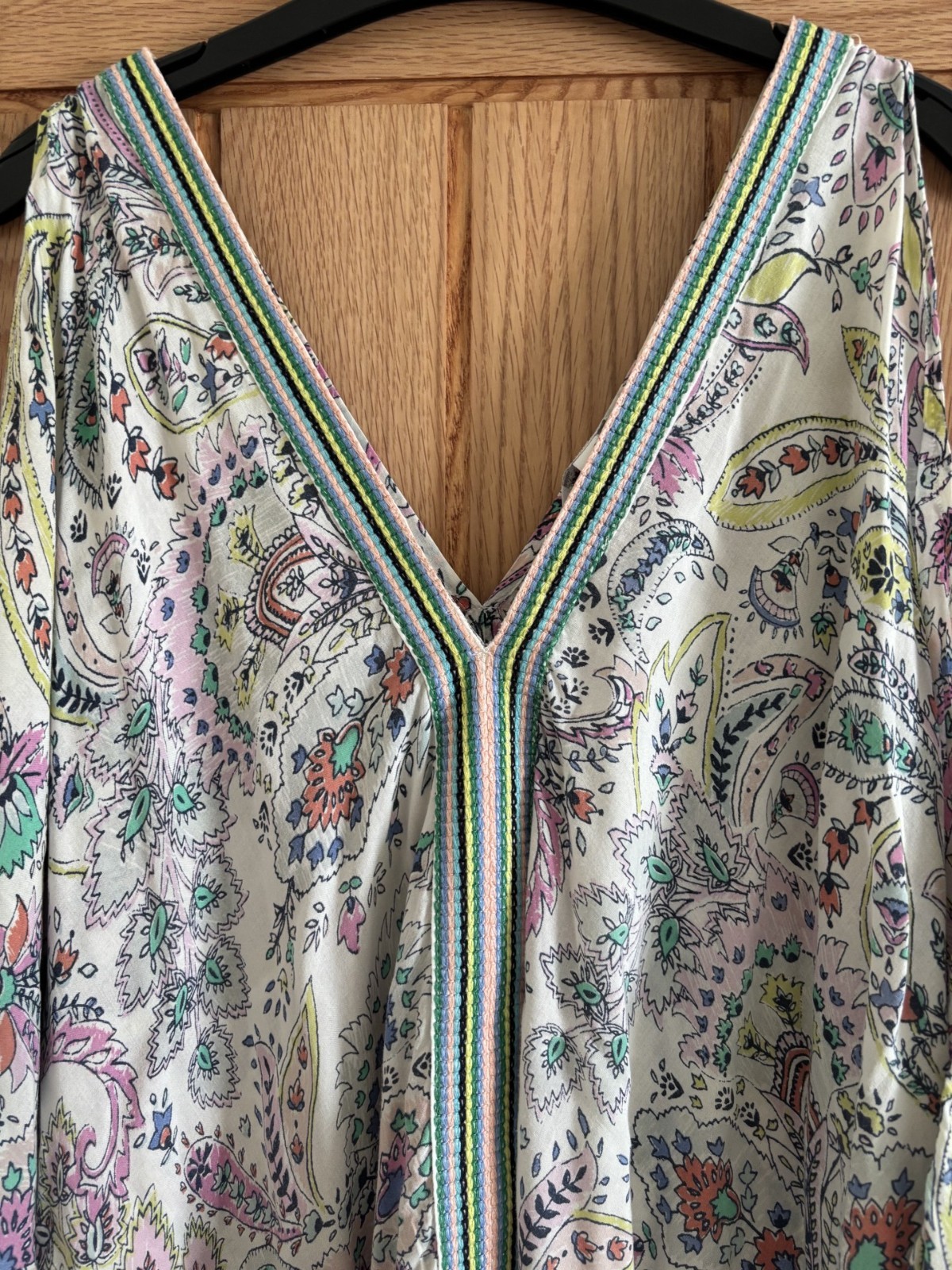 Monsoon White & Pink, Turquoise Paisley Print Beach Cover Up, Size XL, 20-22