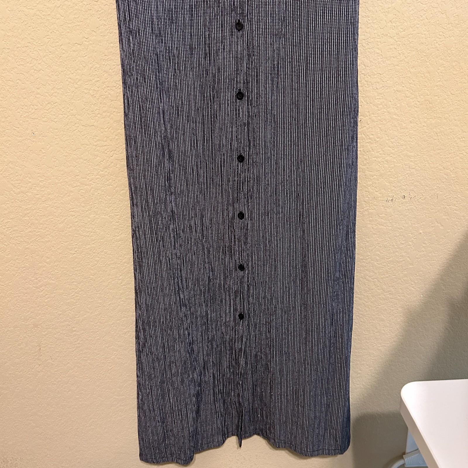 Style & Co Button Front Dress 90s Y2K Tie Back Maxi Dress Womens 10 Black White