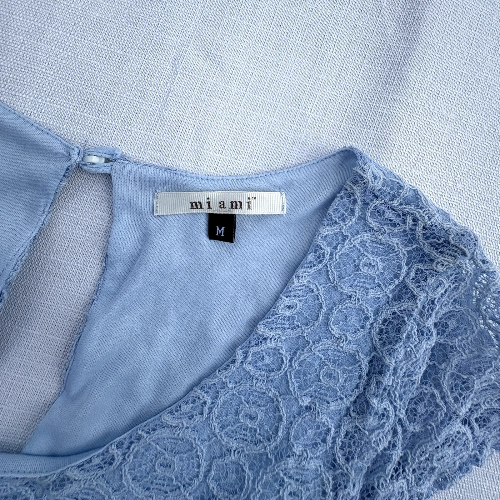 Miami Womens Light Blue Lace Dress Sz M Lined Romantic Cute Fairy Ethereal