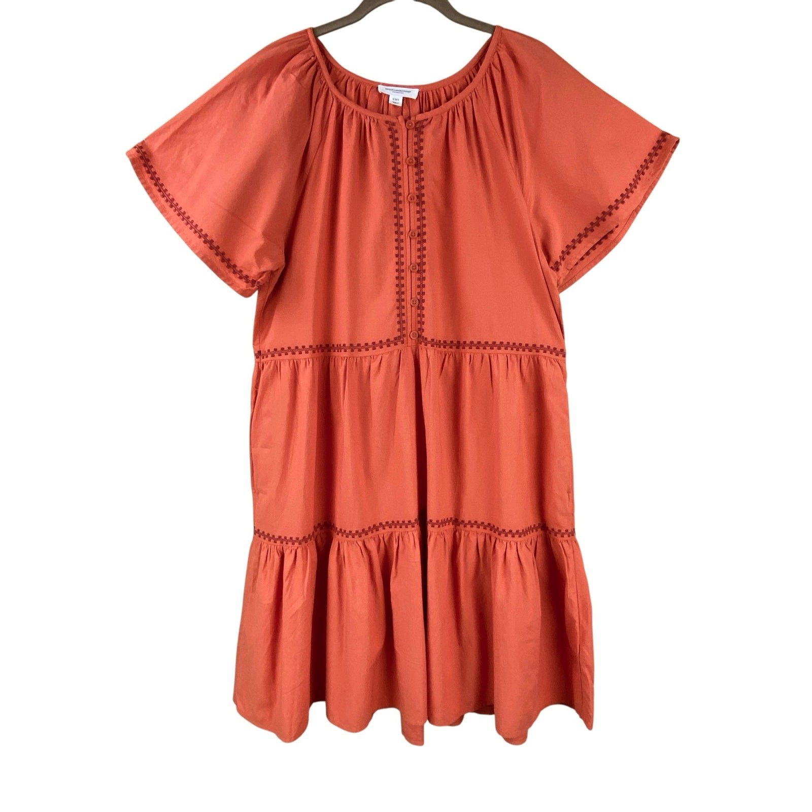Beach Lunch Lounge Embroidered Tiered Midi Dress Size M New With Tags Boho