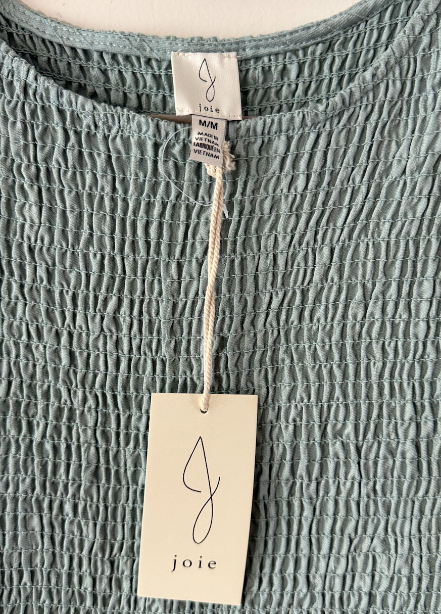 NWT Joie Linen Blend Maxi Dress w/Pockets Blue Green M Sleeveless Style SP1034TJ