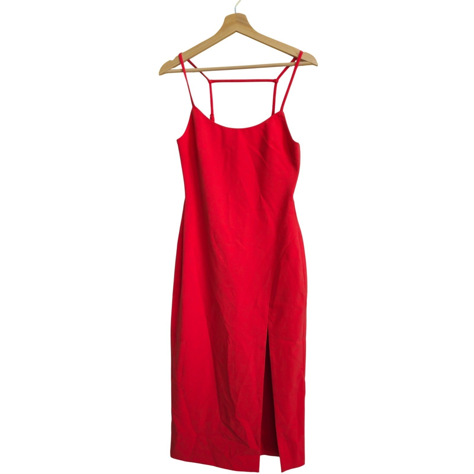 LIKELY Campbell Dress Size 2 Coral Pink Strappy Front Slit Midi Date Cocktails