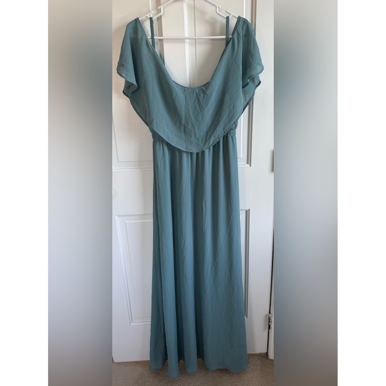 Show Me Your Mumu Blue Flutter Sleeve Maxi Dress Large