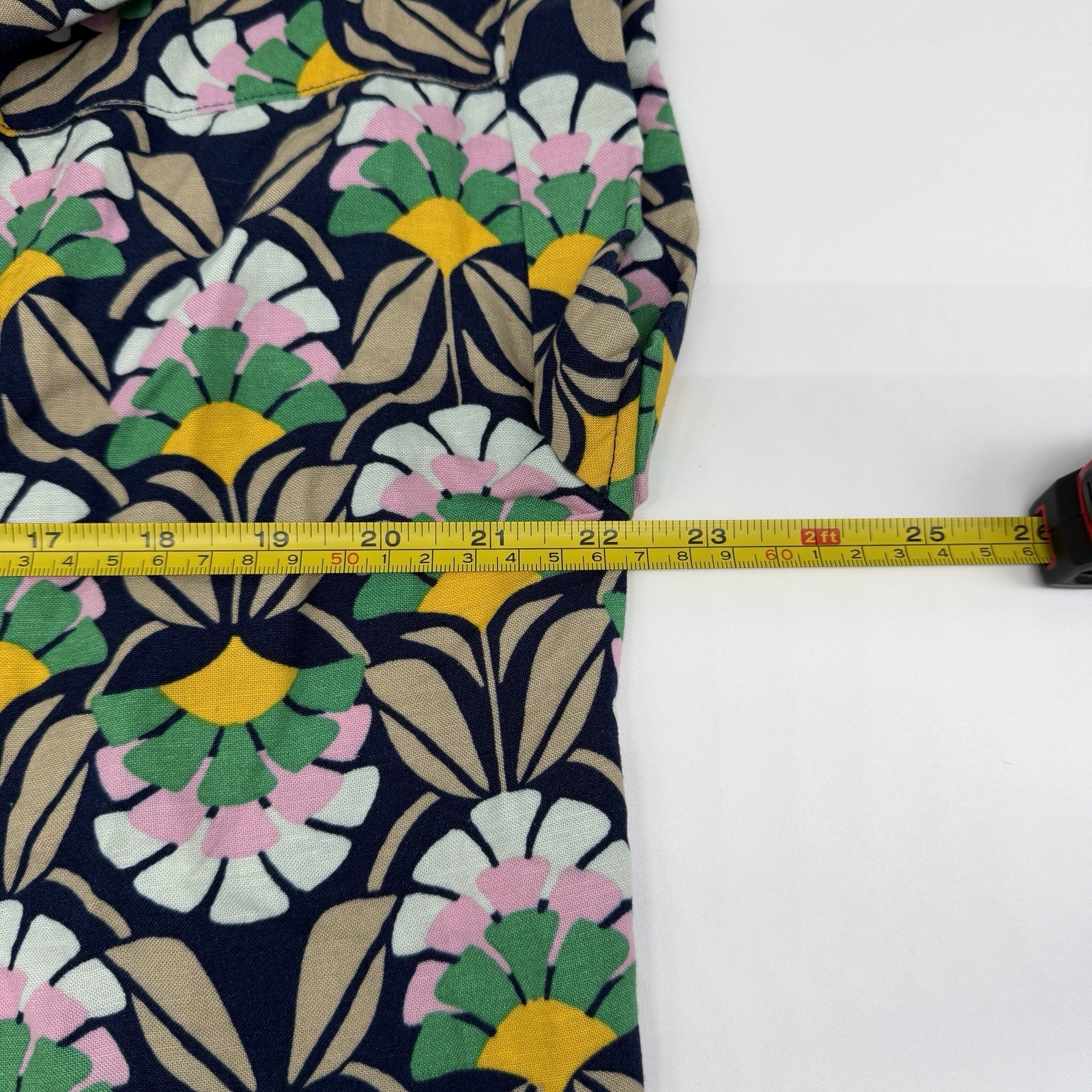 St John’s Bay Floral Dress Boho Coastal Abstract Beach Cotton Linen Blend L