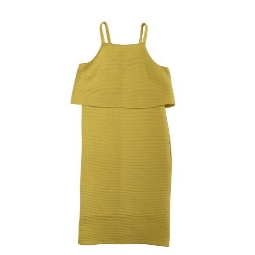 S.H.E. Soul Harmony Energy Yellow Spaghetti Strap Tiered Midi Dress Size Medium