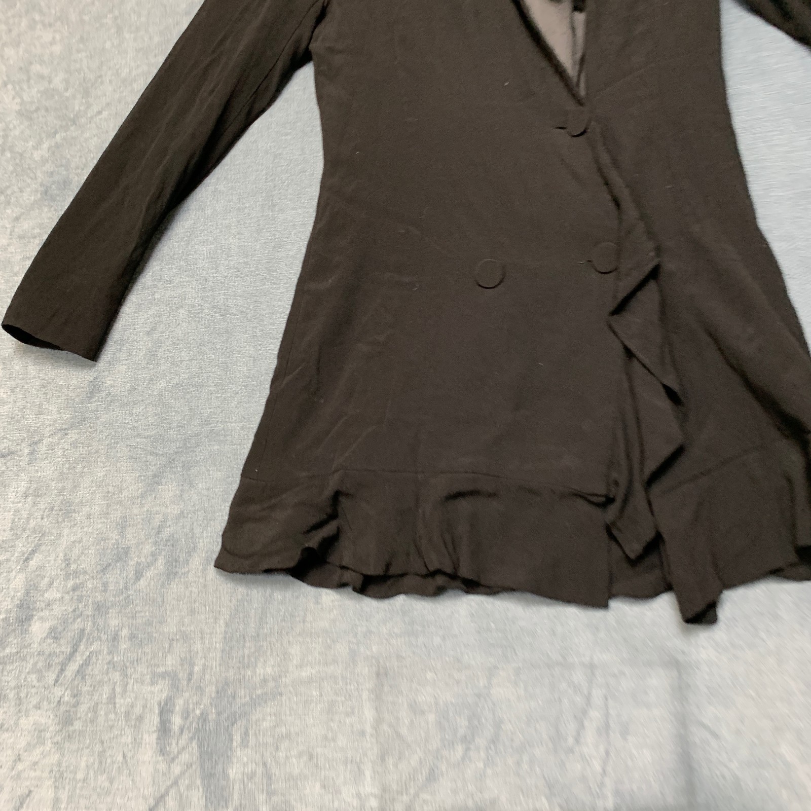 Bardot Blazer Dress Womens 6/S Black Ruffle Hem Notch Lapel Double Breasted
