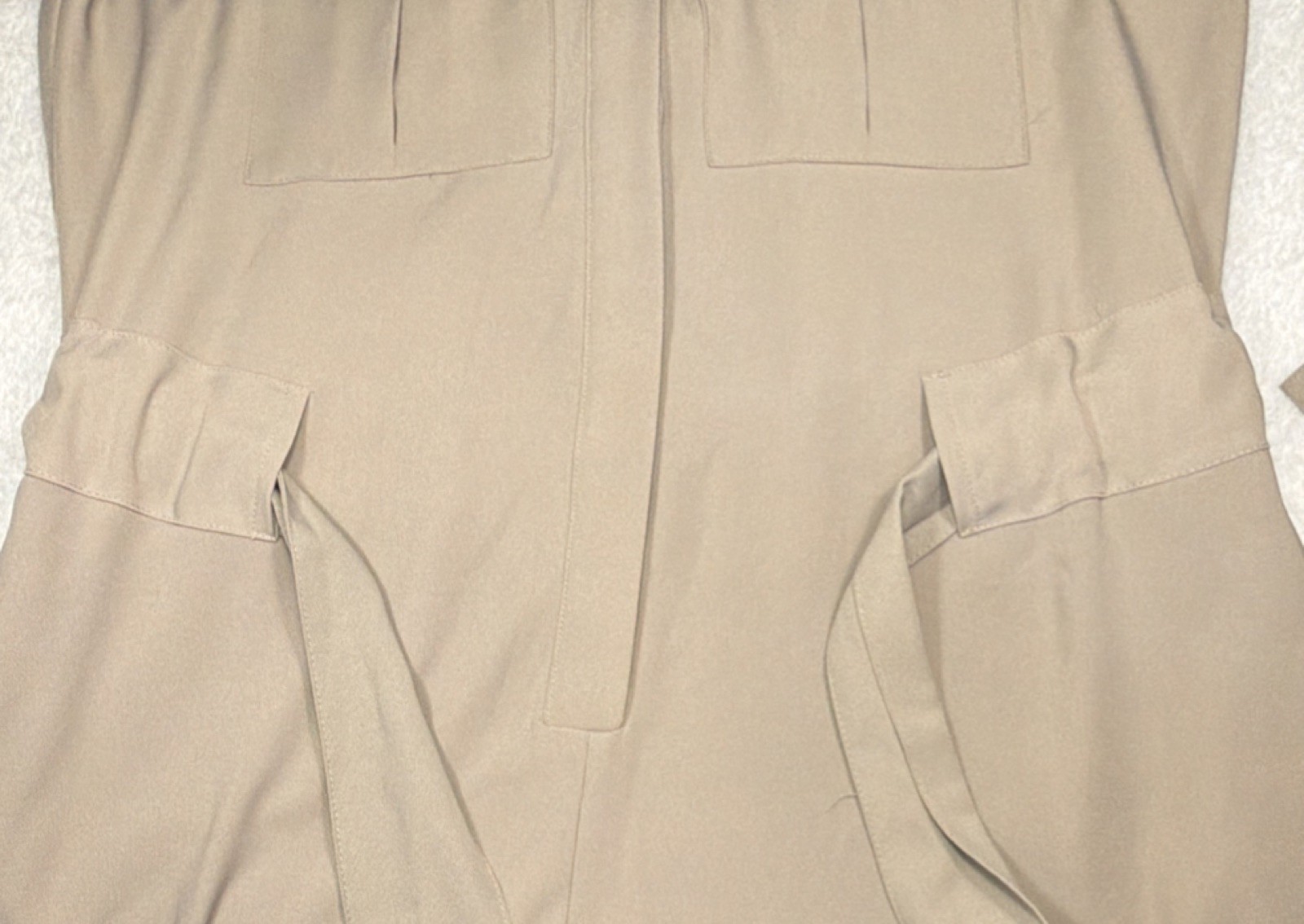 Prologue Beige Twill Belted Shirt Dress Collared Button Pockets Women’s Size S