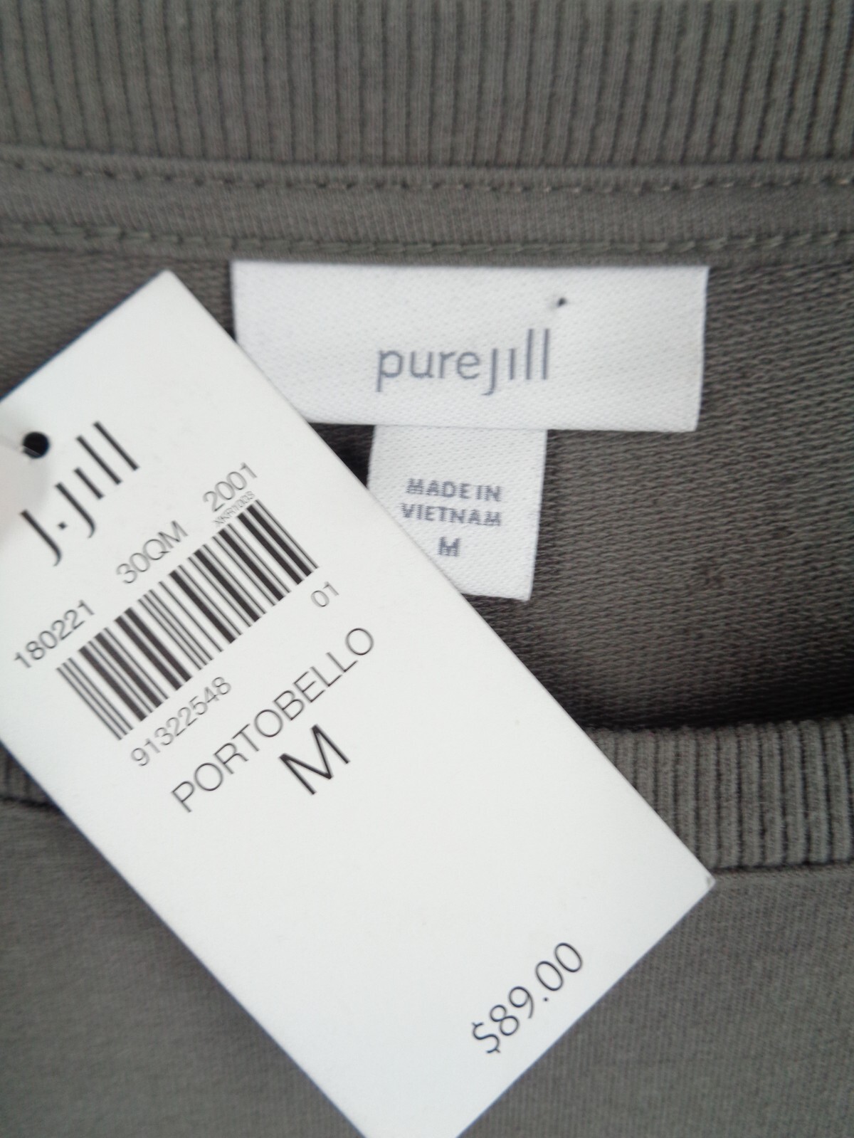 Pure Jill J Jill Harmony Portobello Dress Sz Medium Ribbed Trim Pima Cotton New