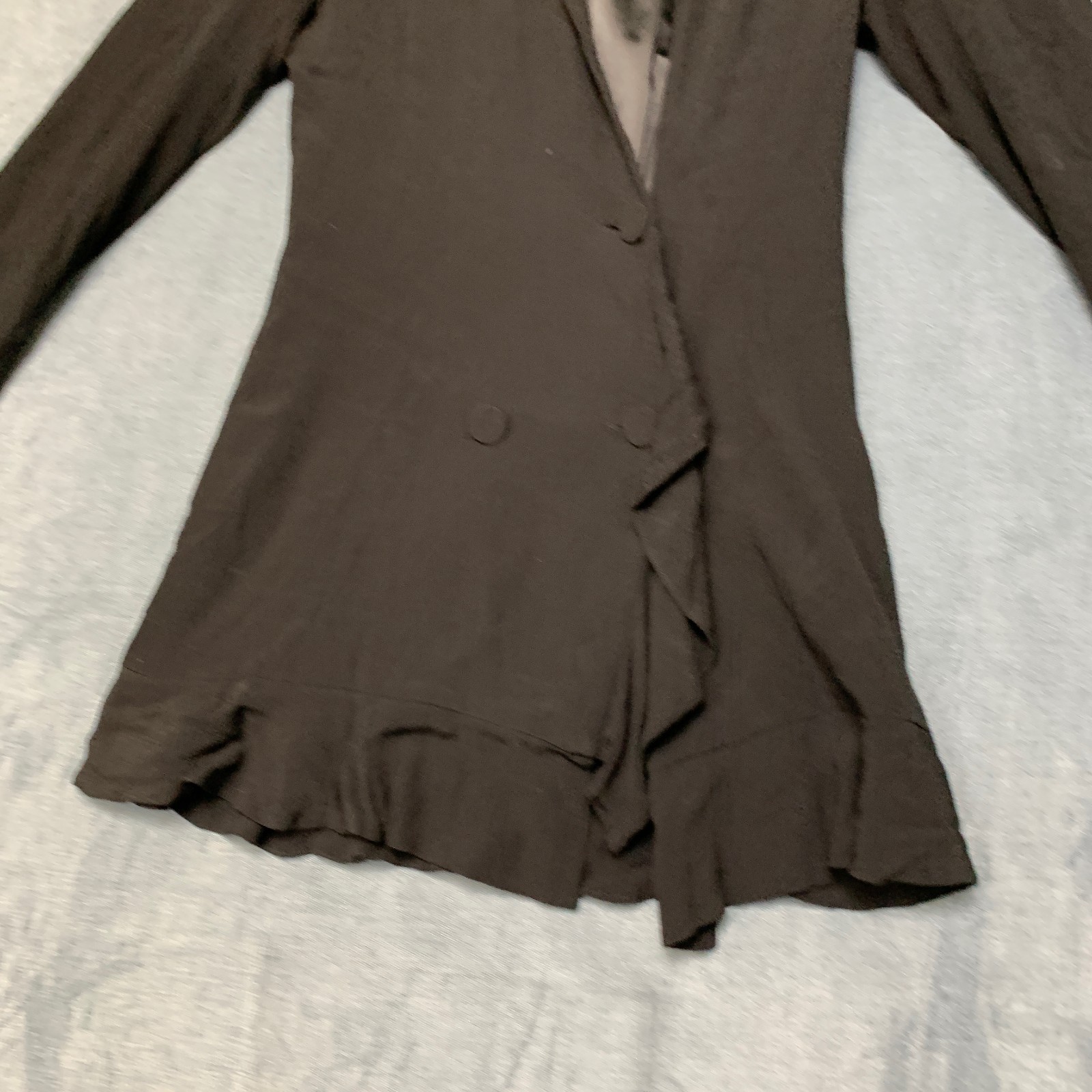 Bardot Blazer Dress Womens 6/S Black Ruffle Hem Notch Lapel Double Breasted