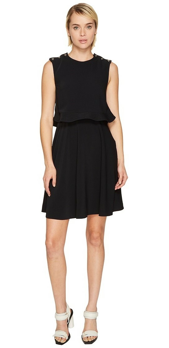 Sportmax 241985 Womens Tanga Pop Over Sleeveless A-Line Dress Black Size 38/4