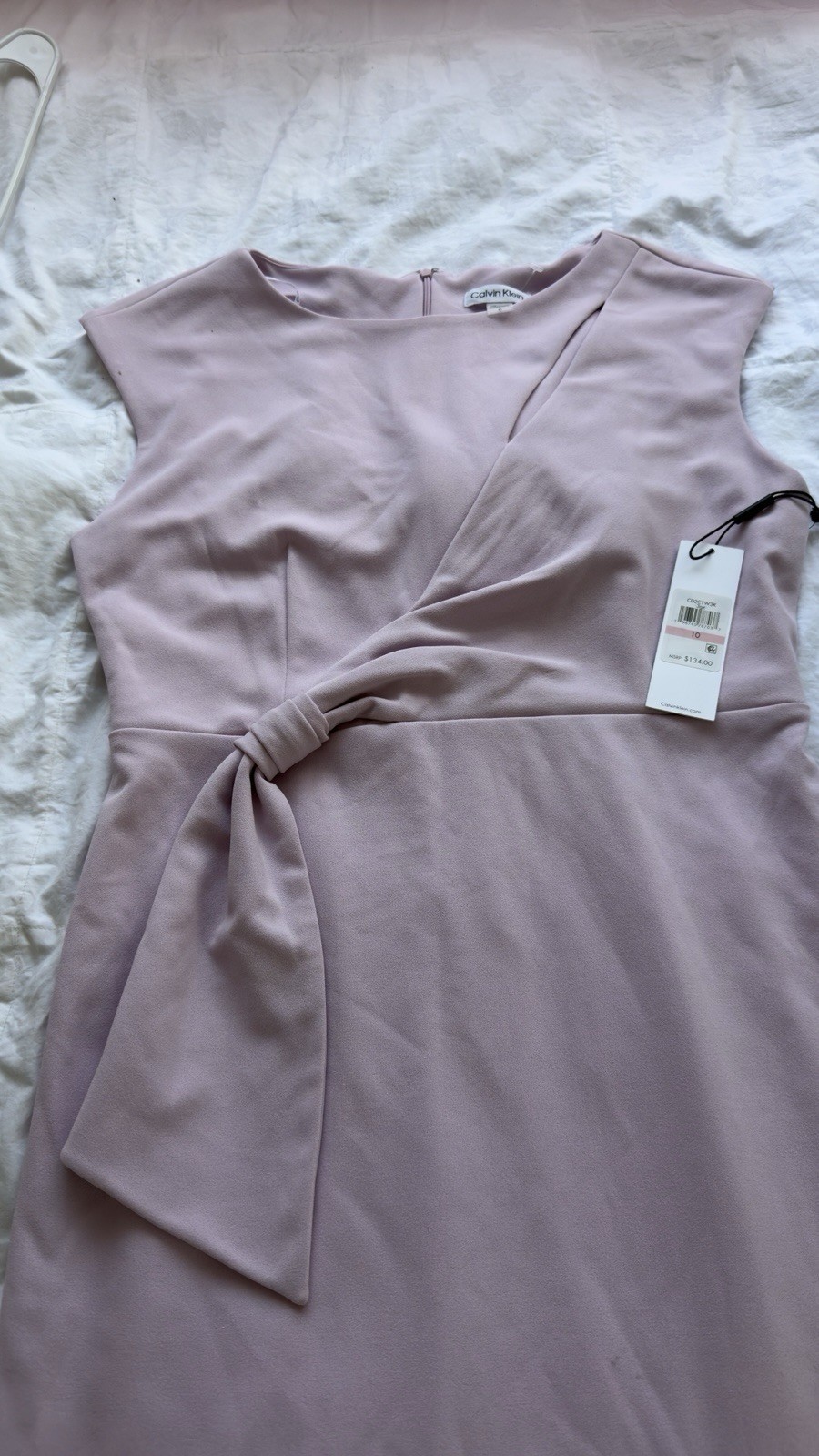 NWT Calvin Klein Blush Pink Sheath Dress Side Tie Detail Size 10 MSRP $134