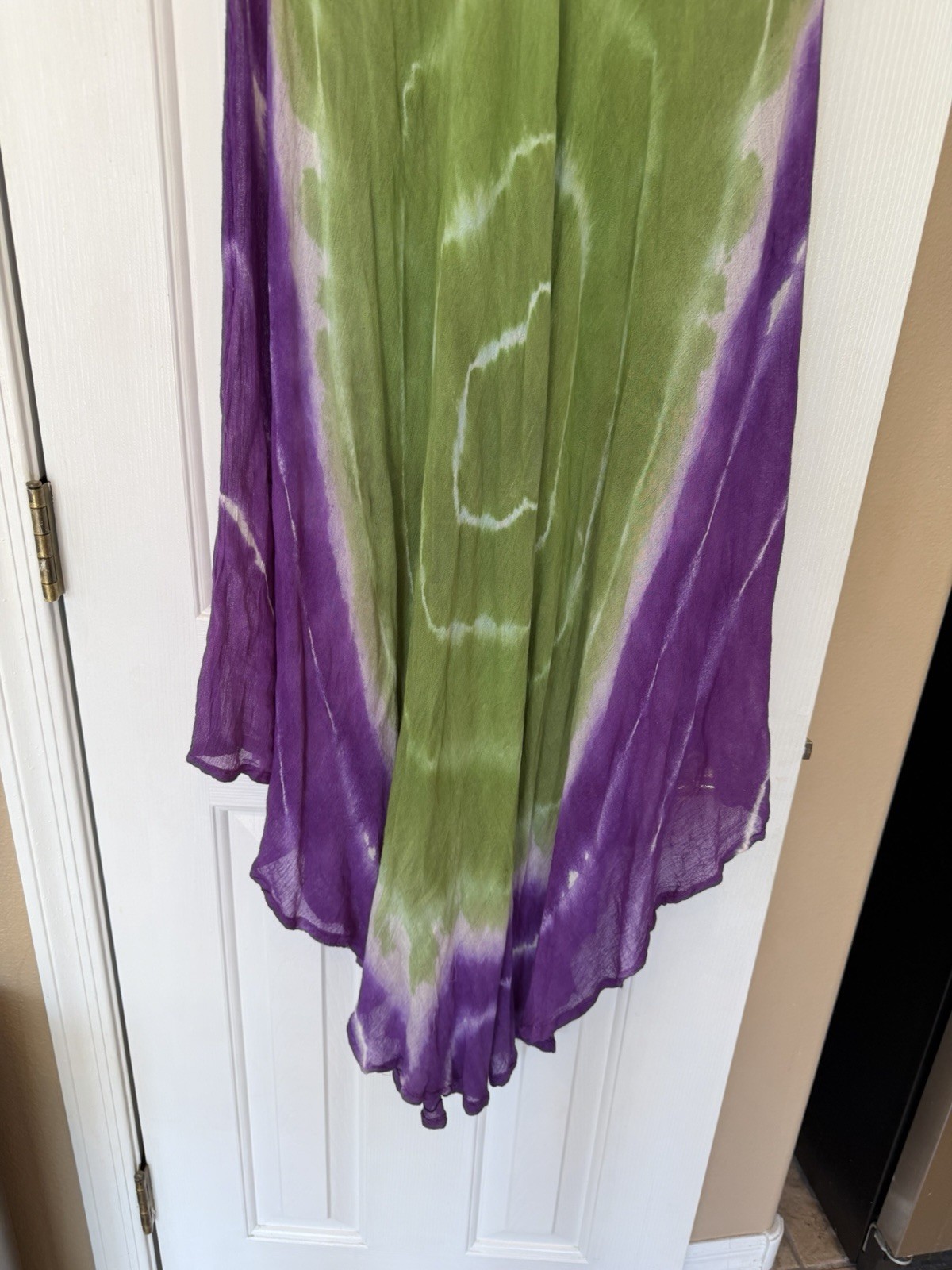 Tie Dye Sun Dress Loose Asymmetrical Hem Embroidered One Size Boho Midi Hippie