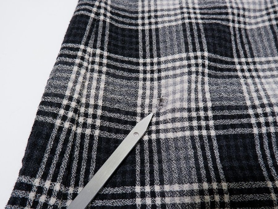 ISSEY MIYAKE Issey Miyake PERMANENTE Summer Wool Check Stand Collar Maxi Shirt D